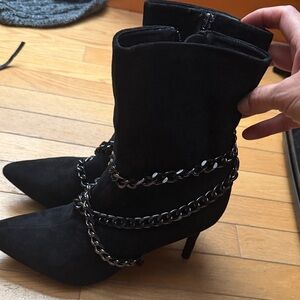 New York & Company Black Chain Heeled Boots